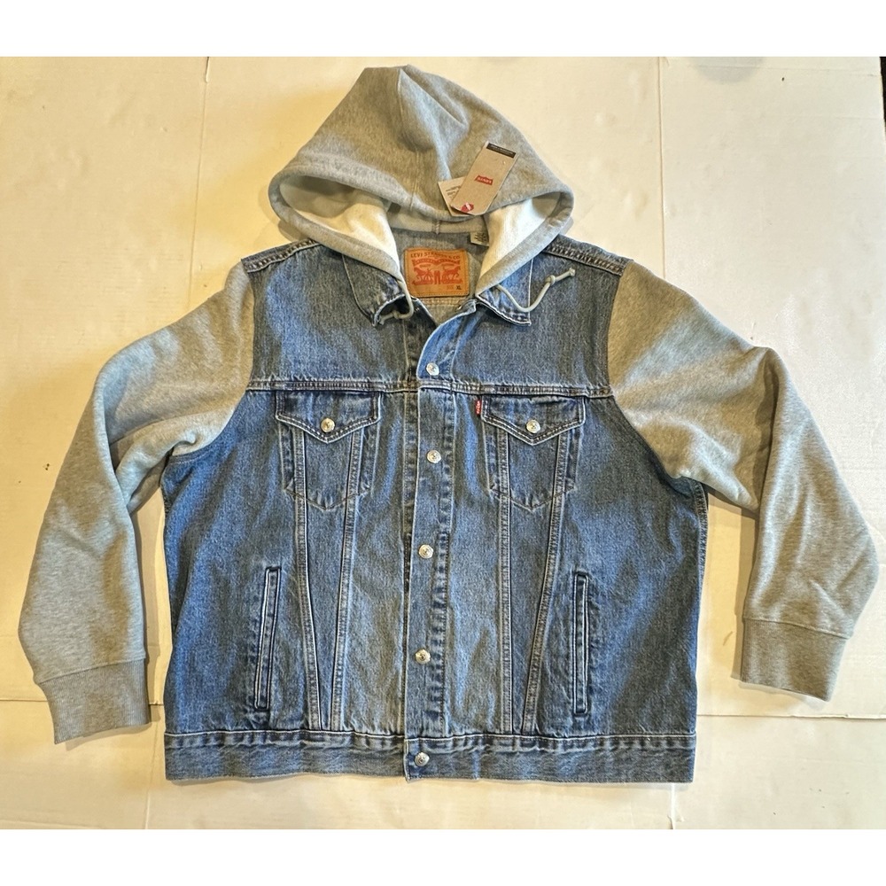 Levi's Jacket Hybrid Hoodie Denim Trucker Jean Jacket Mens XL New With Tags